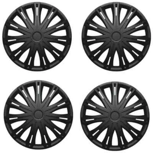 FOR RENAULT CLIO - 15" WHEEL TRIMS BLACK HUB CAPS WHEEL COVER 4PC SET - Picture 1 of 3