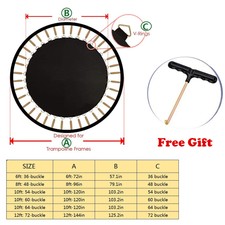 Trampoline Mat Child Round Trampolines Jumping Pad with 72/64/60/54 V-Rings Tool