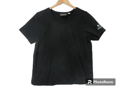 Camiseta Top Artística Usable Talla M Bob Mackie Negra MANGA BORDADA Flor Foto 1 de 4