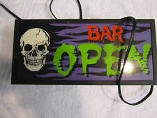 Vintage Halloween Bar Open Lighted Sign, Skeleton Skull, Works