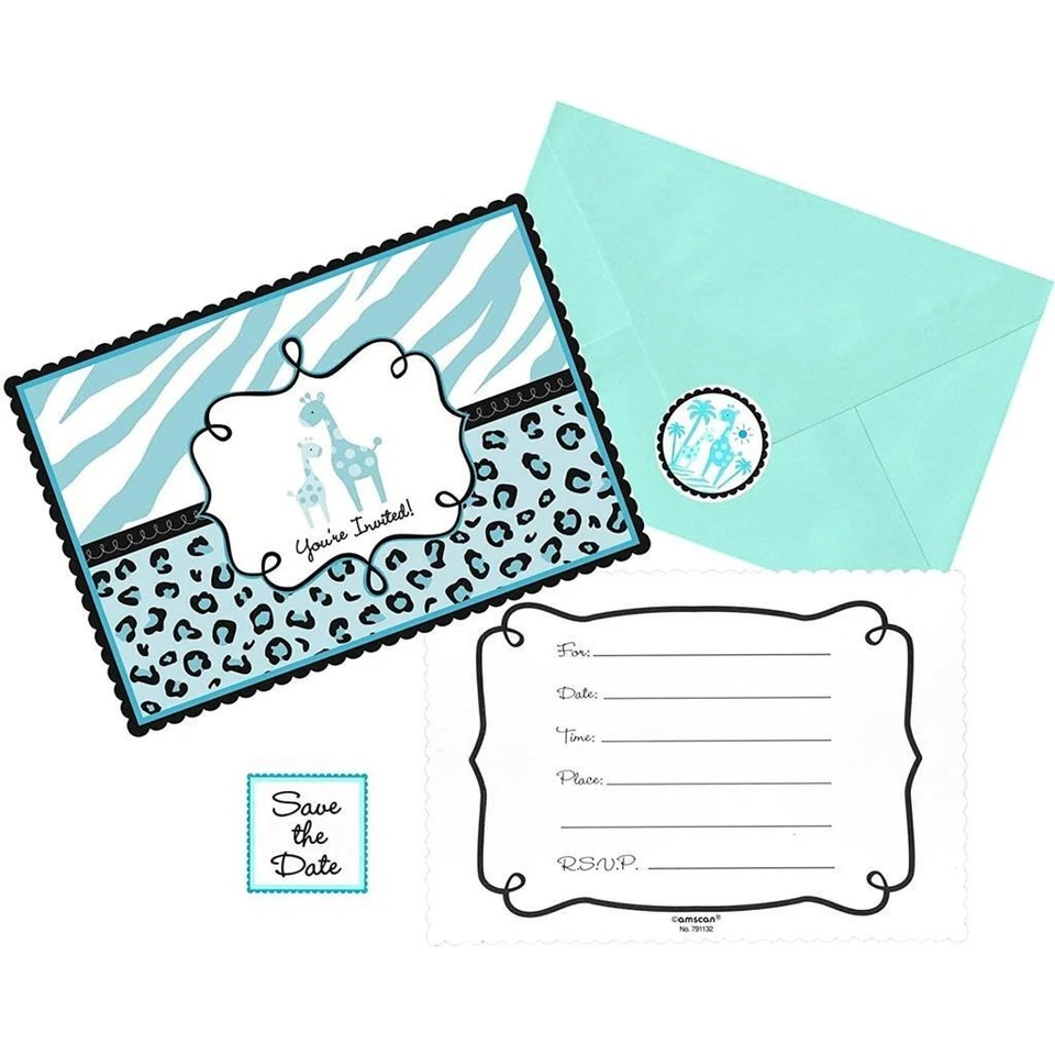 Sweet Boy Safari Baby Shower Invitaciones Sellos Pegatinas Fiesta Invitaciones 20 Ct Nuevo Foto 1 de 1