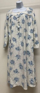 Unlabeled 100% Cotton Button Up Swuare Neck Floral Blue Midi Nightgown - Picture 1 of 12
