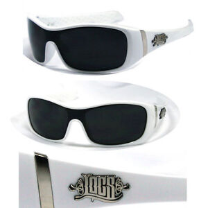 Locs Mens Cholo Biker UV400 Sunglasses - White LC68