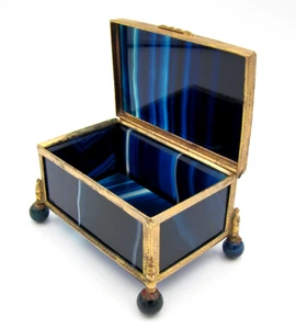 Antique German French Banded Agate Ormolu Jewelry Box Idar Oberstein c.1880–1910 - Picture 1 of 7