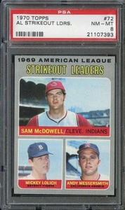 1970 TOPPS #72 MCDOWELL/LOLICH/MESSERSMITH PSA 8 AL STRIKEOUT *B70006 - Picture 1 of 2