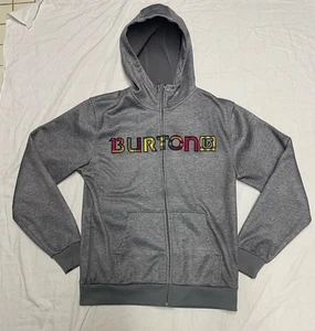 Burton Hoodie Mens Size M Gray Full Zip Logo Embroidered Sweatshirt Ski - Picture 1 of 14