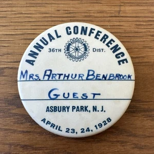 Vintage 1920s ASBURY PARK NJ Rotary Club 36th Dist. Annual Conference 1928 Pin - Picture 1 of 5
