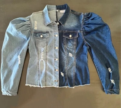 Новый сглаз золото серебро бирюза синий крылья классический синий джинсы Jean куртка XL - Изображение 1 из 3