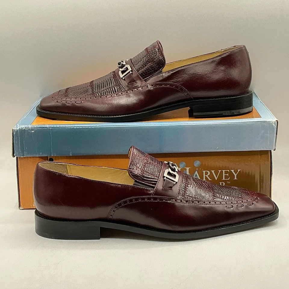 NUEVO Steve Harvey Hombres Genuino Lagarto Zapatos Marrón Sin Cordones Talla 10 Foto 1 de 4