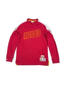 Mitchell & Ness Shirt NBA Houston Rockets Men’s M - Long Sleeve Red White Cotton - Picture 1 of 7