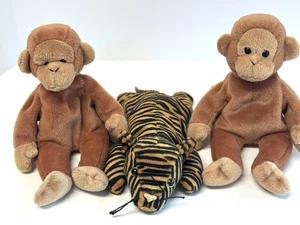 Ty Beanie Babies 2a generazione Tush Tag Bongo Bongo Stripes versione Dk lotto 3 pezzi - Foto 1 di 10