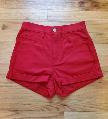 (NUEVO CON ETIQUETAS) Pantalones Cortos de Jean American Apparel Cintura Alta Puño Rojo Foto 1 de 2