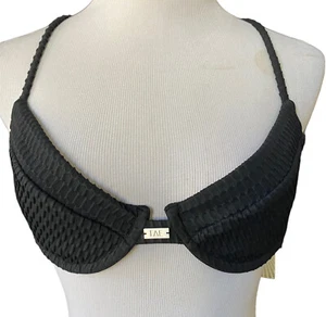 Fae Swim Bikini Top Womens LARGE BLACK Unpadded NWT NEW - Picture 1 of 8