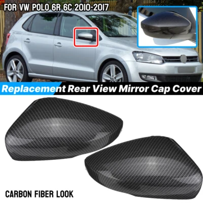 Tapa del espejo cubierta de la carcasa del espejo óptica de carbono para VW Polo 6R 6C 2010-2017 - Imagen 1 de 4