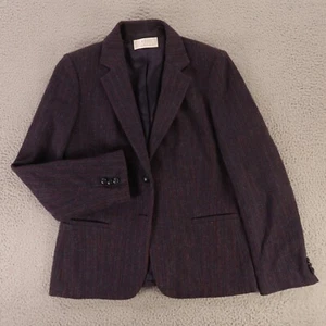 Vintage Tweed Sakko Damen 10 blau lila Kreidestreifen Fischgrät 100% Wolle Blazer - Bild 1 von 14