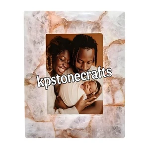 Cornice portafoto al quarzo rosa fatta a mano per foto 5x7 | Simbolo d'amore | Sto naturale - Foto 1 di 6