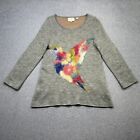 Anthropologie Starla M. Hoffman Sweater Womens Xs Gray Hummingbird Wool Blend