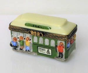 VTG BEAUTIFUL LIMOGES FRANCE ROCHARD TRINKET PILL BOX SAN FRANCISCO CABLE CAR - Picture 1 of 1