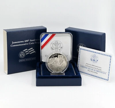 US 2007 Jamestown 400th Anniversary $1 Silver Commemorative Proof Mint Packaging - Image 1 of 4