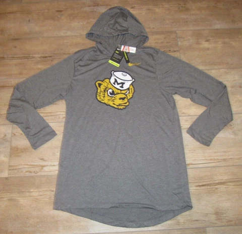 Nike Michigan Wolverines Vintage Logo Football Gray Hooded Shirt size Men's 2XL Cover