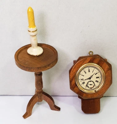 Vintage Casa de Muñecas Miniaturas de Madera Vela Mesa Soporte Vela Reloj Marcado JAPÓN Foto 1 de 4