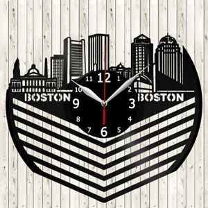 Boston Vinyl Record Wall Clock Decor Handmade 4274