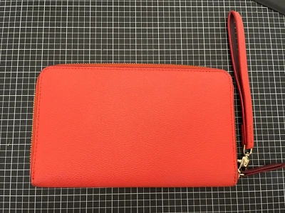 Cartera para mujer Stella & Dot Tiburon Tech coral/melón muñeca cremallera alrededor Foto 1 de 4