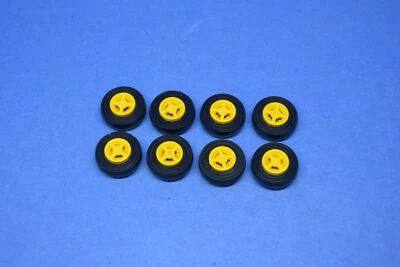 LEGO 8 x Rad Felge gelb Yellow Wheel 8x6 with Tire 14x4 Smooth 4624c01 - Bild 1 von 4
