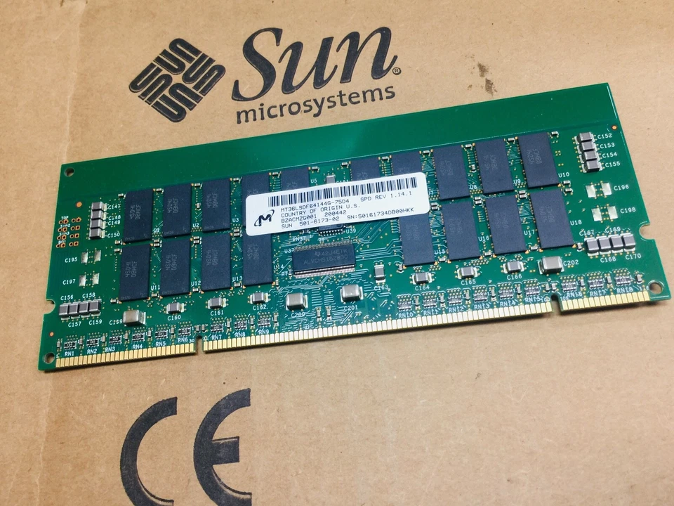 NEW, SUN 501-6173-02  Spd:1.14.1, 1GB Memory,MT36LSDF64144G-75D4, = Test-PASS - Image 1 of 3