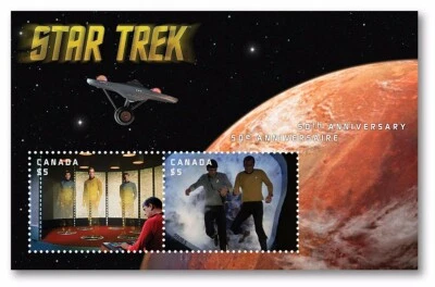 STAR TREK = 3D MOTION = LENTICULAR = $5 x 2 Souvenir Sheet Canada 2016 #2922 MNH Foto 1 de 3