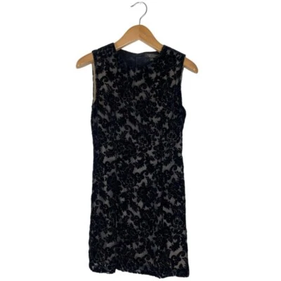 Vestido Karen Kane Seda Terciopelo Aplastado Floral Superposición Tostado Forro Cremallera Espalda Foto 1 de 4