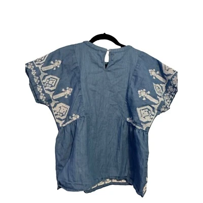 Central Park West denim chambray and embroidery blouse S - Image 1 of 4