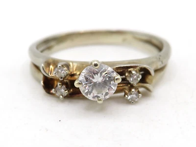 ANILLO SOLITARIO RBC ORO BLANCO 18k y 14k para dama con 4 diamantes de corte único talla 6,25* Foto 1 de 4