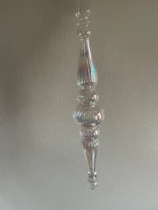 Mundgeblasen Klarglas Weihnachtsschmuck Tropfen Eiszapfen irisierend 10 cm - Bild 1 von 6