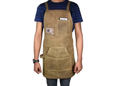 Canvas Apron Kitchen Cooking Restaurant Aprons Chef Pocket Bbq Waterproof Unisex - Image 1 of 4