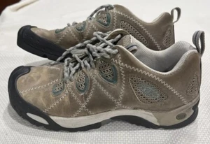 Keen Dry Genoa Peak Hiking Shoes Womens Size 7 Brown Tan Turquoise Leather - Picture 1 of 17