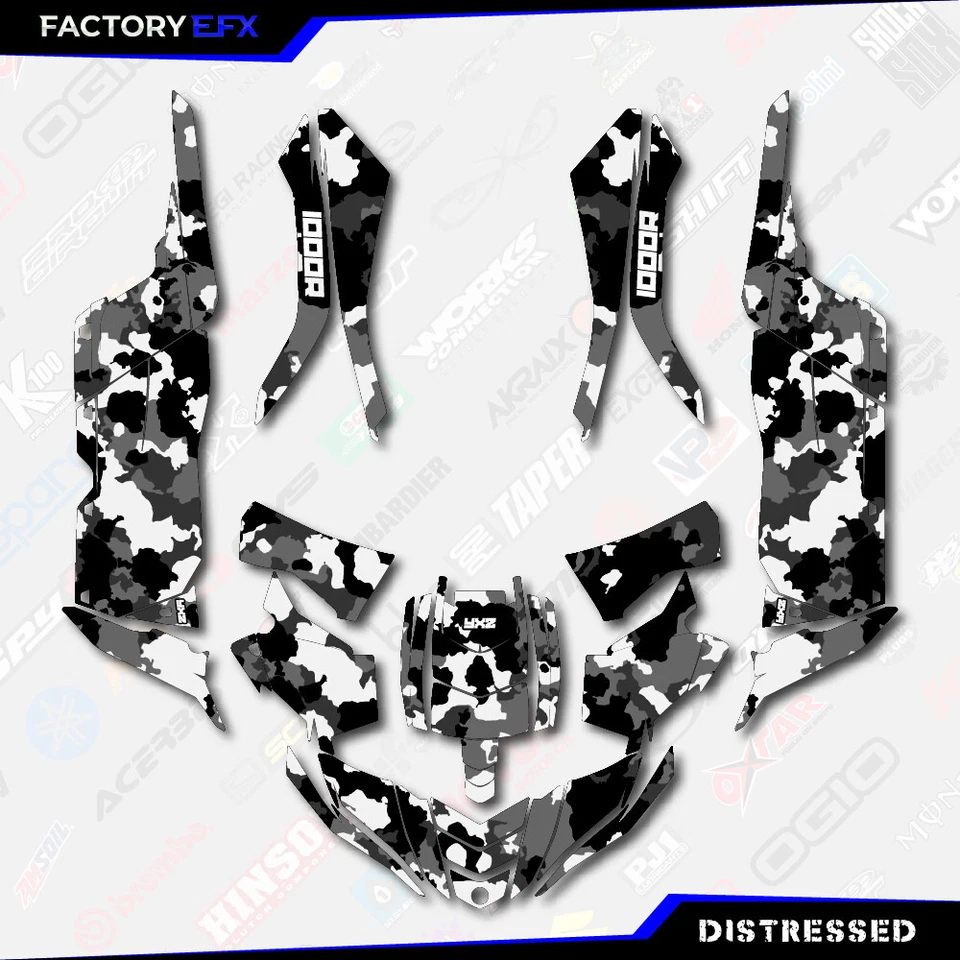 Gray Distressed Camo Graphics kit fits Yamaha YXZ 1000R 2015-2018 - Image 1 of 2