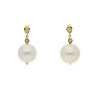 Castellano Jewels Pendientes Mujer con Diamantes y Perlas Blancas en Oro de Ley - Imagen 1 de 5