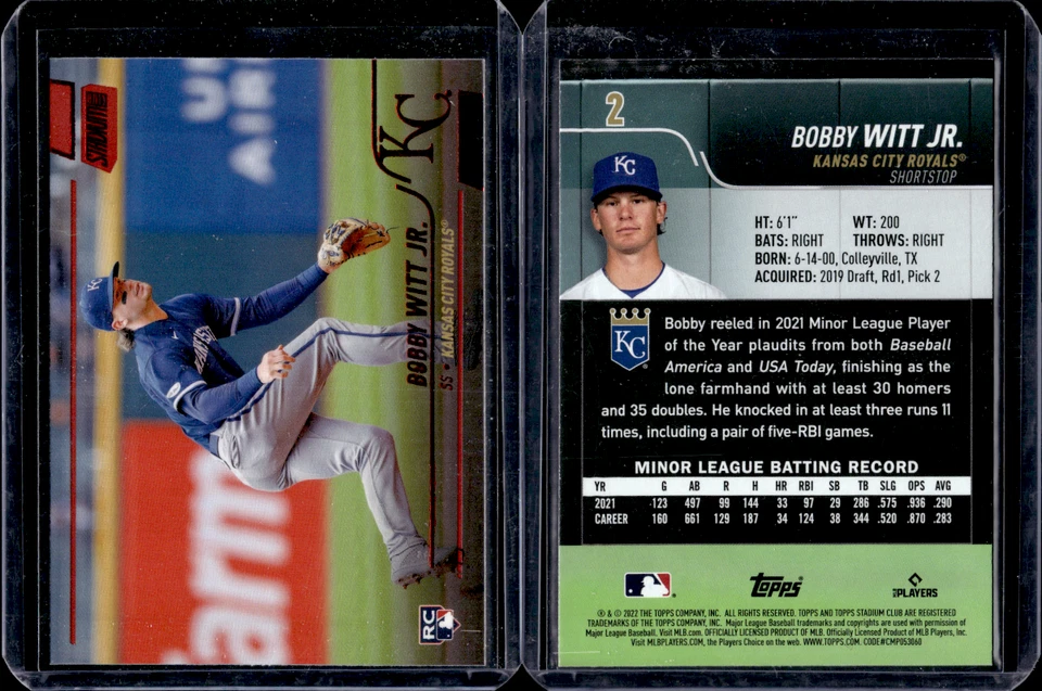 2022 Topps Stadium Club Red Foil #2 Bobby Witt Jr Rookie RC - Image 1 of 1