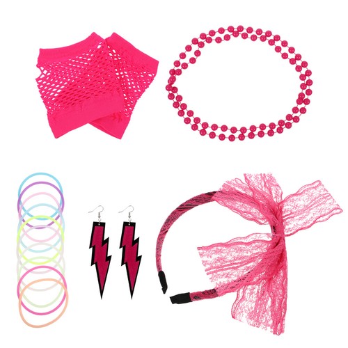 VETEMENTS Collana anni 80 bracciale orecchini neon outfit neon festa collana