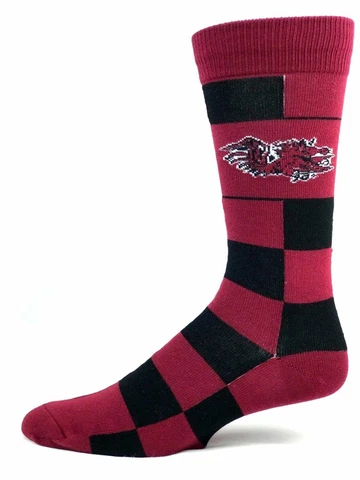 South Carolina Gamecocks Black & Maroon Block Checkered Deuce Crew Socks Cover