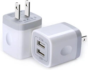 Cargador de pared bloques USB paquete de 2 cargadores de teléfono de doble puerto para iPhone y Samsung - Imagen 1 de 4