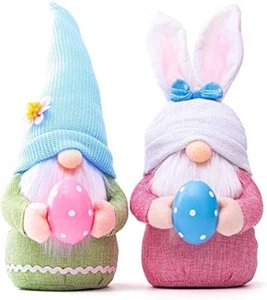 Easter Gnome Plush Elf Decorations, 2 Pcs Handmade Gnome Bunny Faceless Doll Eas - Picture 1 of 13
