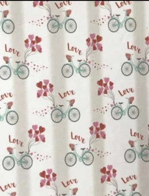 Cortina de Ducha Bicicleta Corazones Amor San Valentín 72 X 72 100% Ojales Metal Peva Foto 1 de 4