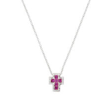 AMEN Womens Necklace CLCRREBBRZ3 925% Silver Cross Pink