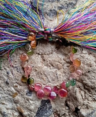 17 Ct Natural Watermelon Bi Color Tourmaline Heart  Shape 4 inch Beads Gemstone - Image 1 of 4