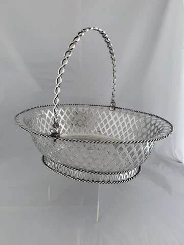 Antique Silver Fruit Bowl / Bread Basket LARGE 1906 London C S HARRIS Antique Cover
