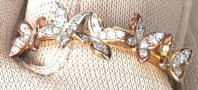 ANILLO MARIPOSA DIAMANTES AFINIDAD, DE LEY O CHAPADO EN ORO, TALLA 6,11 (M4140-23) Foto 1 de 2