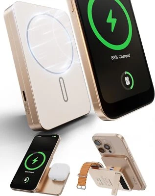 3in1 Power Bank 15W Wireless Fast Charging 5000mAh for iPhone 16/15 ProMax Watch - Image 1 of 4