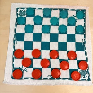 Beach Theme Giant Checker Board Game With Storage Bag - Picture 1 of 6
